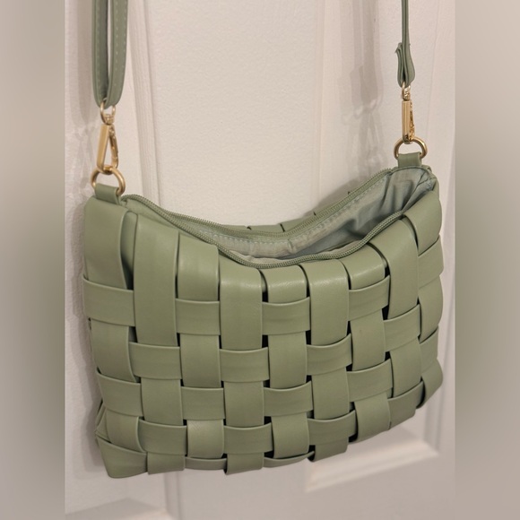 Anthropologie Lindy Woven Crossbody Bag Mint/Pistachio Green - Picture 5 of 7